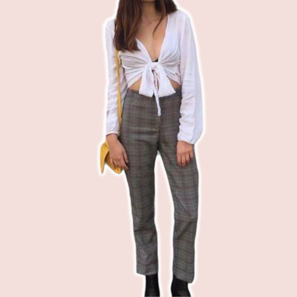 Zara Pants - ZARA Mid Rise Plaid Straight Leg Pants Sz 10